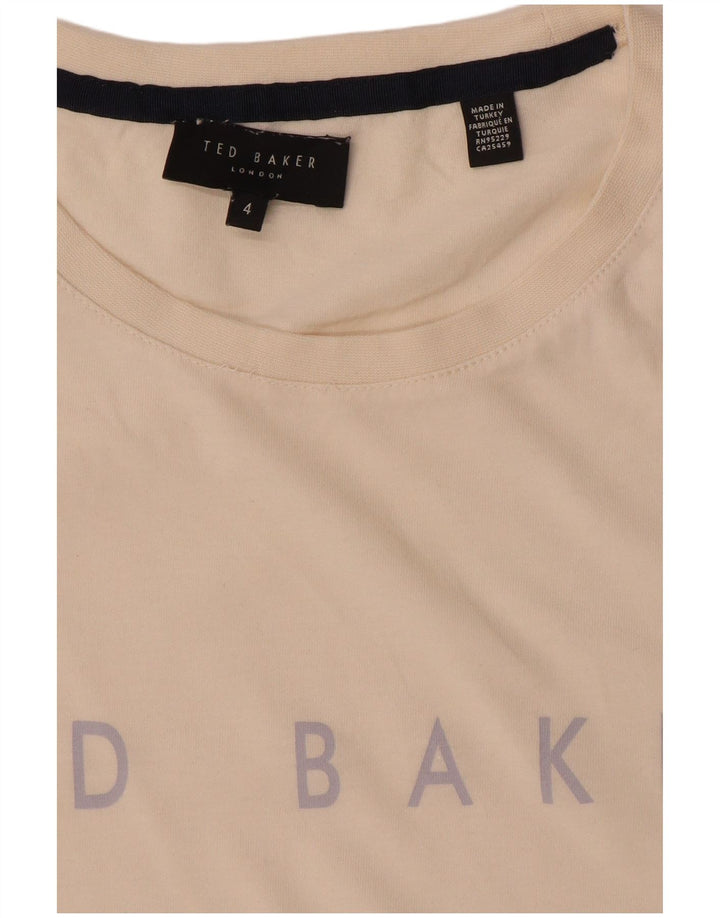 Ted Baker Mens Graphic T-Shirt Top Size 4 Large White