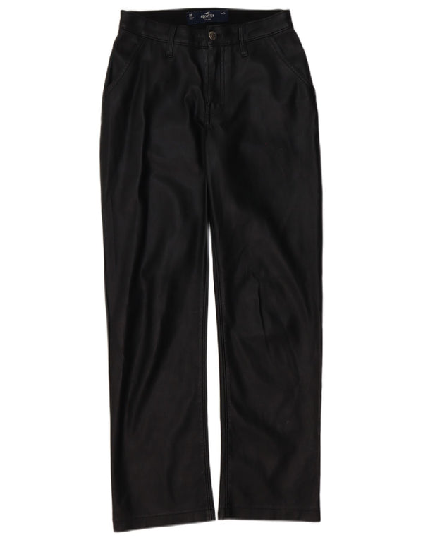 Hollister Womens High Waist Faux Leather Trousers US 0 XS W24 L29 Black
