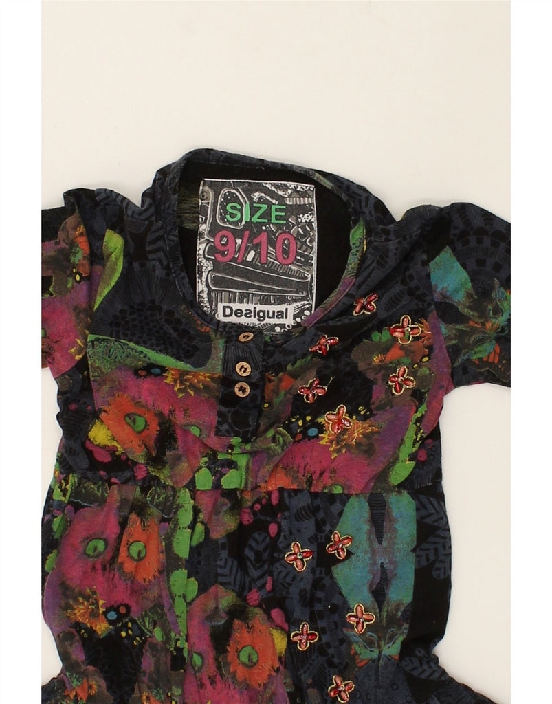 DESIGUAL Girls Top Long Sleeve 9-10 Years Multicoloured Floral Cotton | Vintage Desigual | Thrift | Second-Hand Desigual | Used Clothing | Messina Hembry 