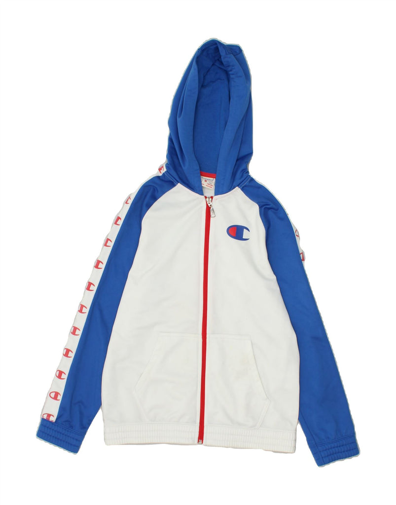 CHAMPION Boys Graphic Zip Hoodie Sweater 9-10 Years Medium White | Vintage Champion | Thrift | Second-Hand Champion | Used Clothing | Messina Hembry 