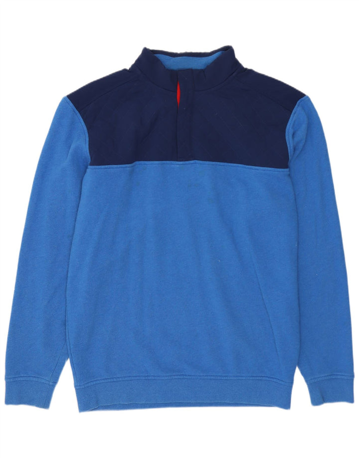 VINEYARD VINES Mens Button Neck Sweatshirt Jumper Medium Blue Colourblock