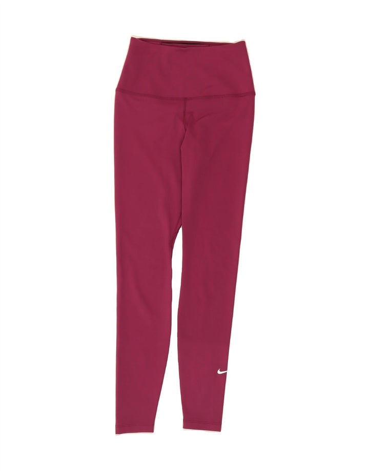 NIKE Womens Dri Fit Leggings UK 4 XS Burgundy Polyester Vintage Nike and Second-Hand Nike from Messina Hembry 