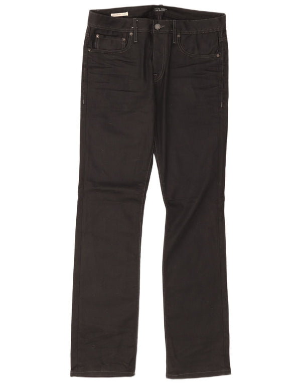 Jack & Jones Mens Clark Regular Fit Straight Jeans W32 L34 Black Cotton
