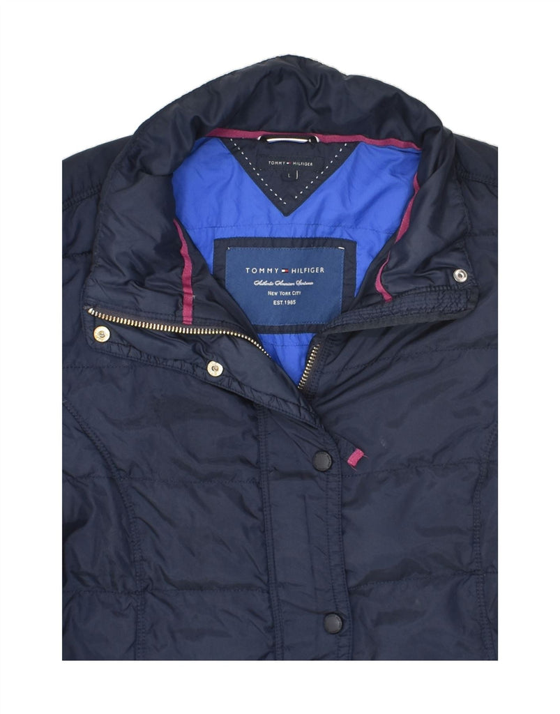 TOMMY HILFIGER Womens Padded Coat UK 14 Large Navy Blue | Vintage Tommy Hilfiger | Thrift | Second-Hand Tommy Hilfiger | Used Clothing | Messina Hembry 