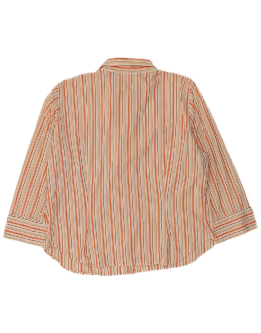 Lacoste Womens Shirt Size 46 XL Beige Pinstripe Cotton