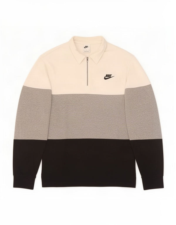 Nike Mens Long Sleeve Polo Shirt Small Multicoloured Colourblock Cotton