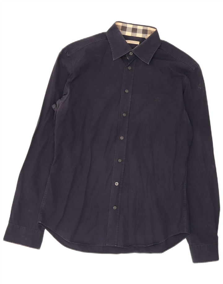 Burberry Mens BRIT Shirt Large Navy Blue Cotton