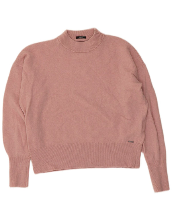 Superdry Womens Crop Oversized Turtle Neck Jumper Sweater UK 8 Small Pink
