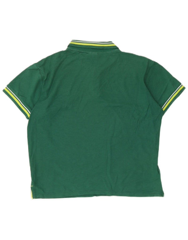 Umbro Mens Polo Shirt Medium Green Striped Cotton