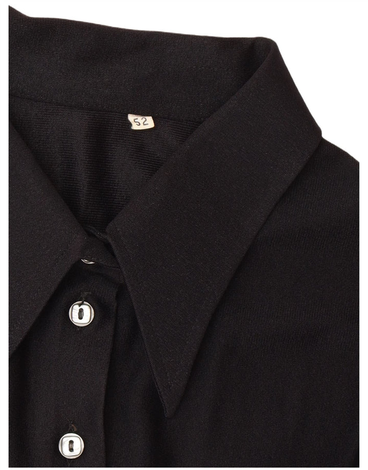 Vintage Womens Shirt Blouse IT 52 2XL Black
