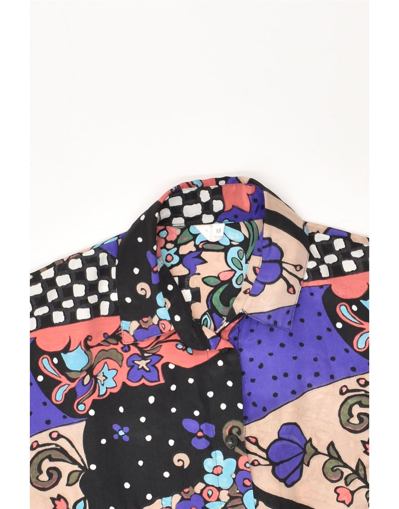 VINTAGE Womens Shirt UK 14 Medium Multicoloured Floral Polyester | Vintage Vintage | Thrift | Second-Hand Vintage | Used Clothing | Messina Hembry 
