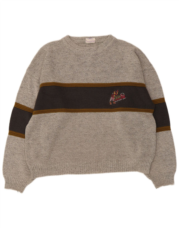 New Fast Mens Crew Neck Jumper Sweater IT 48/50 Medium Grey Colourblock