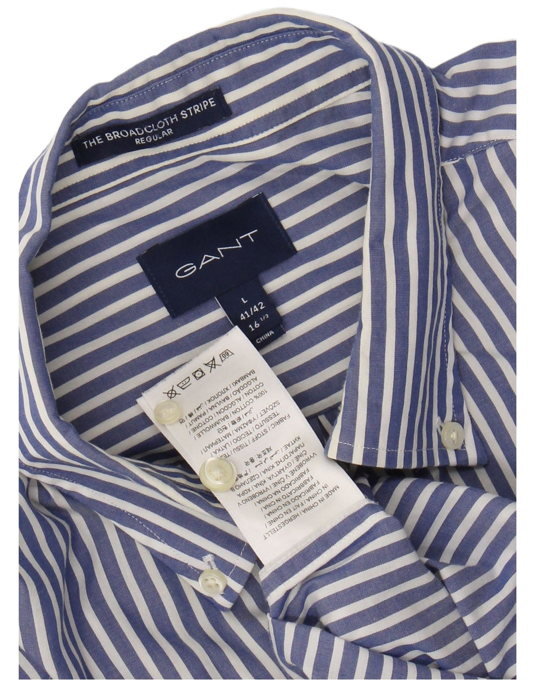 GANT Mens Regular Fit Shirt Size 41/42 16 1/2 Large Blue Pinstripe Cotton