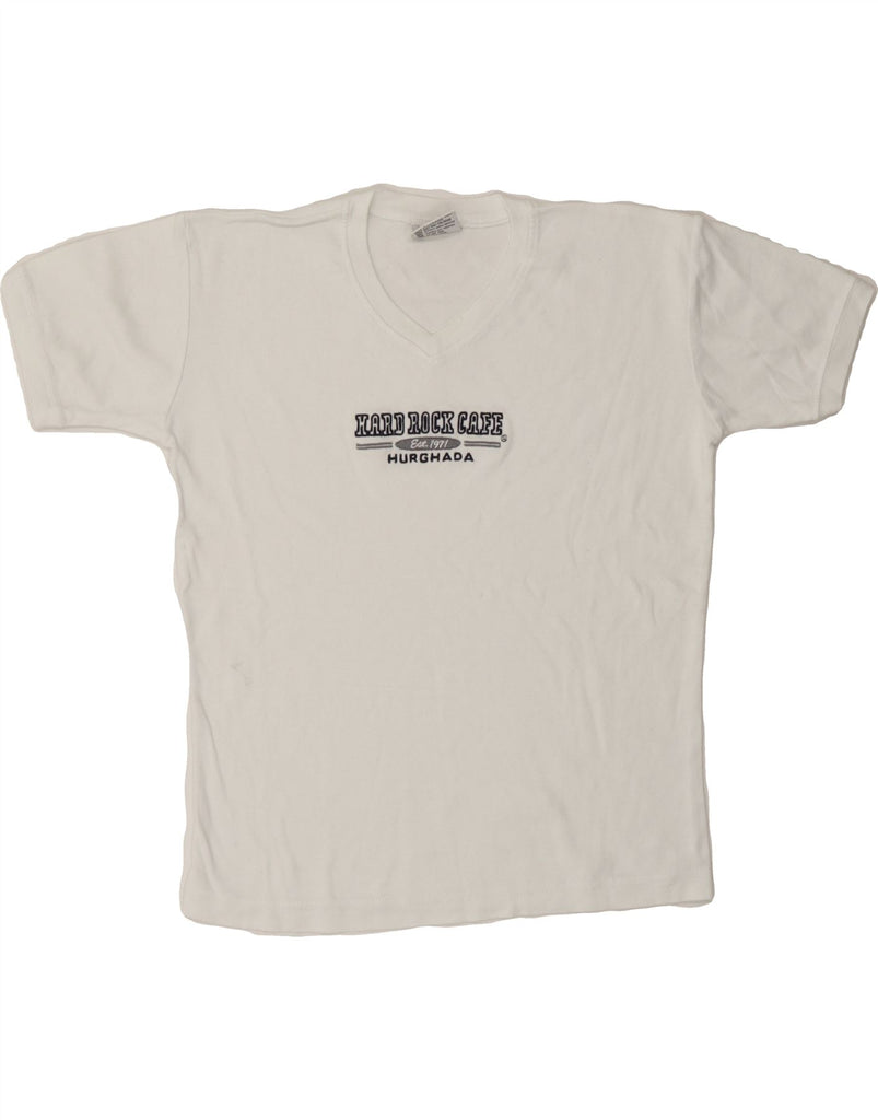HARD ROCK CAFE Womens Hurghada Graphic T-Shirt Top UK 12 Medium White Vintage Hard Rock Cafe and Second-Hand Hard Rock Cafe from Messina Hembry 