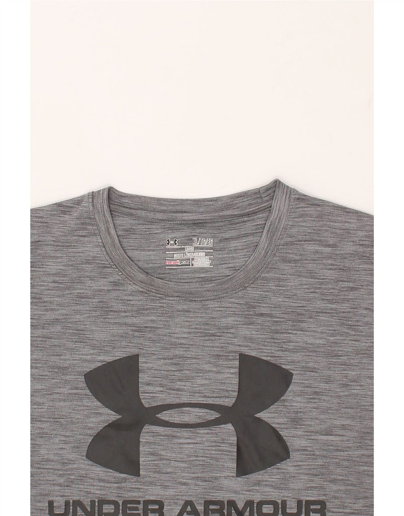 UNDER ARMOUR Mens Heat Gear Graphic T-Shirt Top XL Grey Flecked | Vintage Under Armour | Thrift | Second-Hand Under Armour | Used Clothing | Messina Hembry 