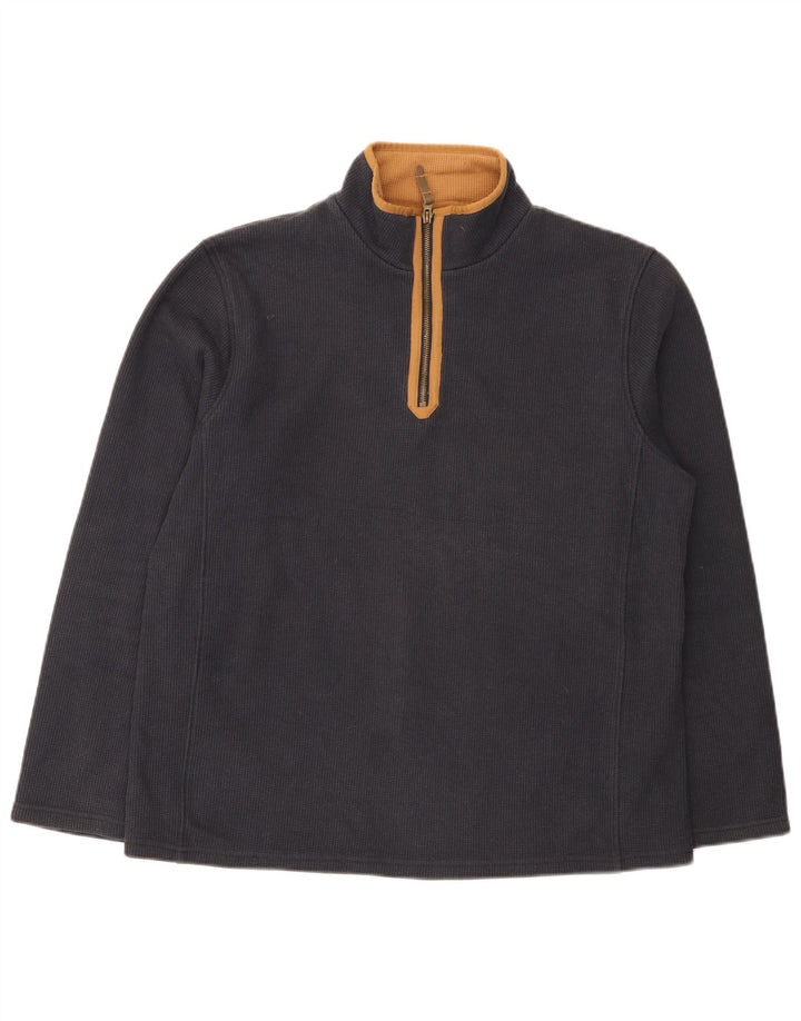 Mountain Warehouse Mens Zip Neck Sweatshirt Jumper Large Navy Blue Cotton
