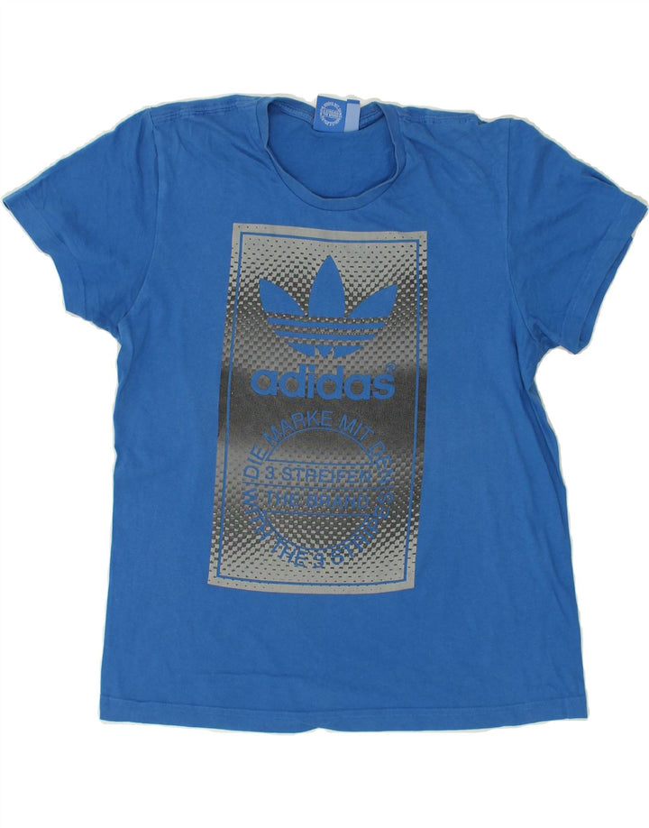 ADIDAS Mens Graphic T-Shirt Top Medium Blue Vintage Adidas and Second-Hand Adidas from Messina Hembry 