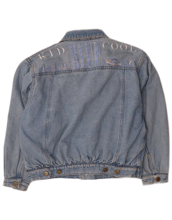 Vintage Boys Graphic Denim Jacket 11-12 Years Large Blue Cotton