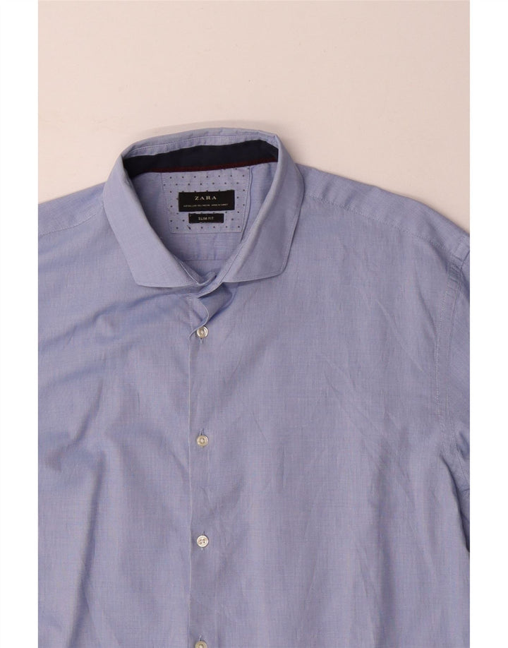 ZARA Mens Slim Fit Shirt 2XL Blue
