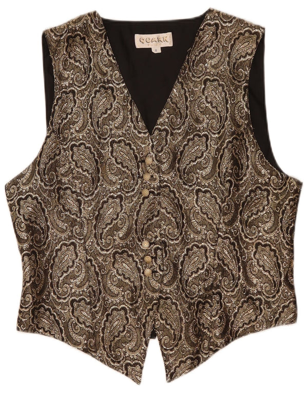 Quark Womens Waistcoat UK 14 Medium Grey Paisley Polyester