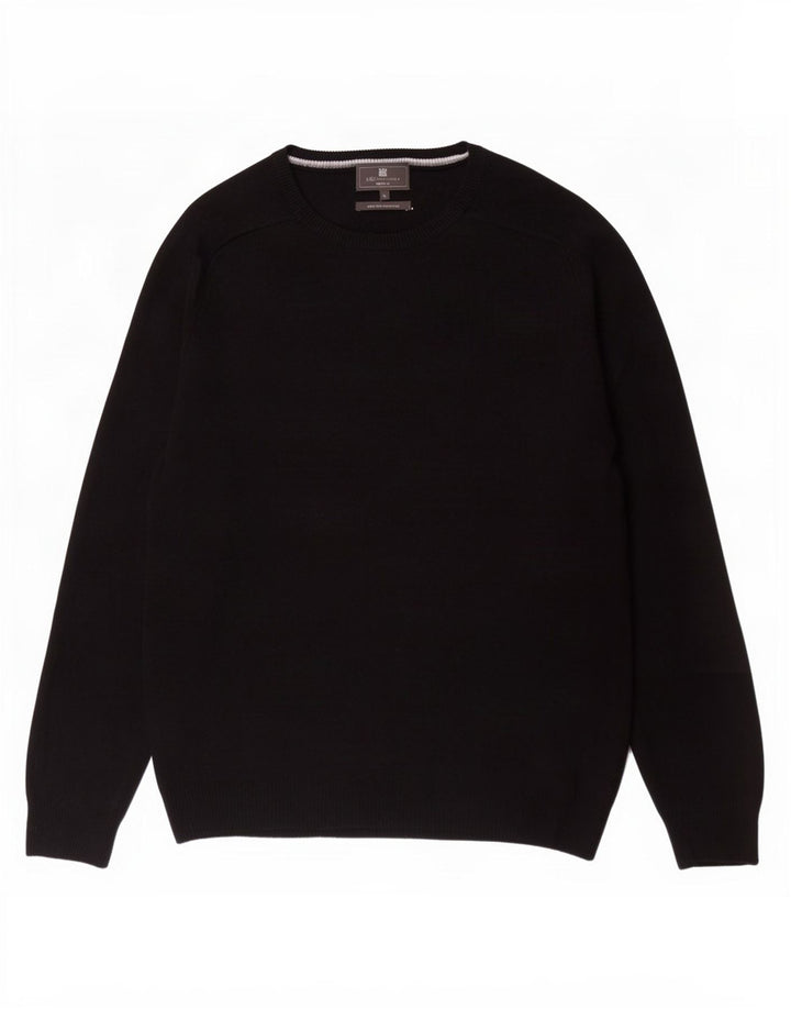 Marks & Spencer Mens Regular Fit Boat Neck Jumper Sweater Large Black Wool