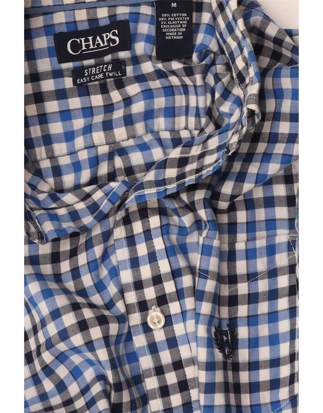 Chaps Mens Shirt Medium Blue Check Cotton