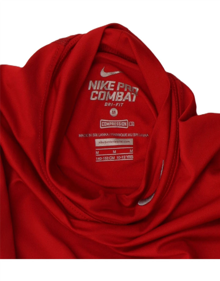 Nike Girls Dri Fit Top Long Sleeve 10-11 Years Medium Burgundy Polyester