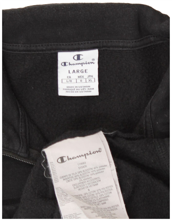 Champion Womens Tracksuit Top Jacket UK 16 Large Black Cotton