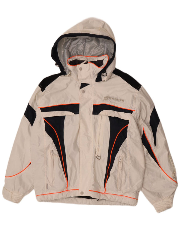 Pyramid Mens Hooded Ski Jacket UK 36 Small White Colourblock Nylon