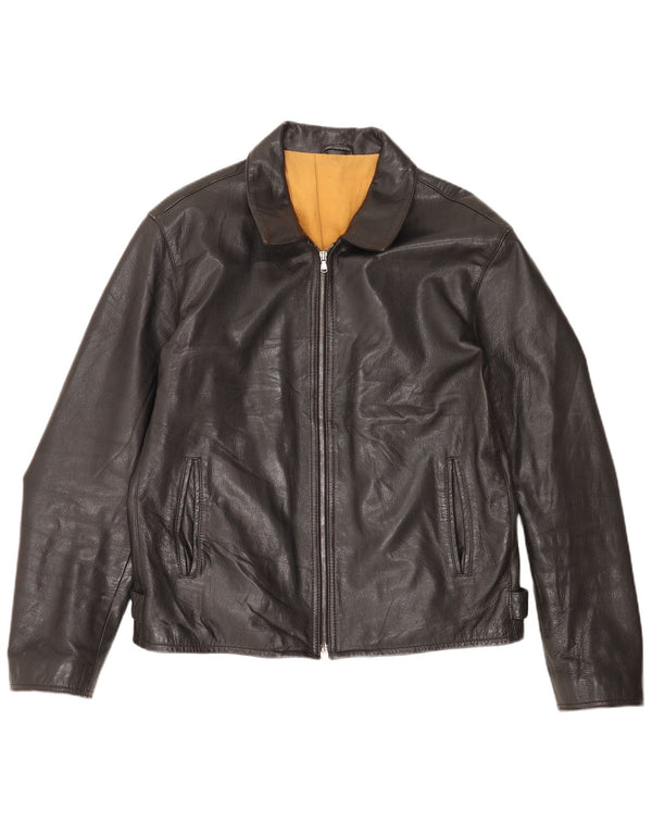 Protagonist Mens Leather Jacket UK 40 Large Black