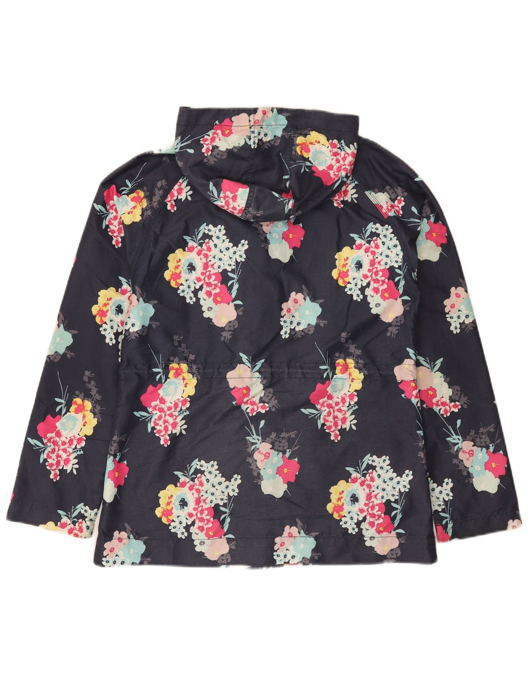 Animal Womens Hooded Rain Jacket UK 8 Small Navy Blue Floral Polyester