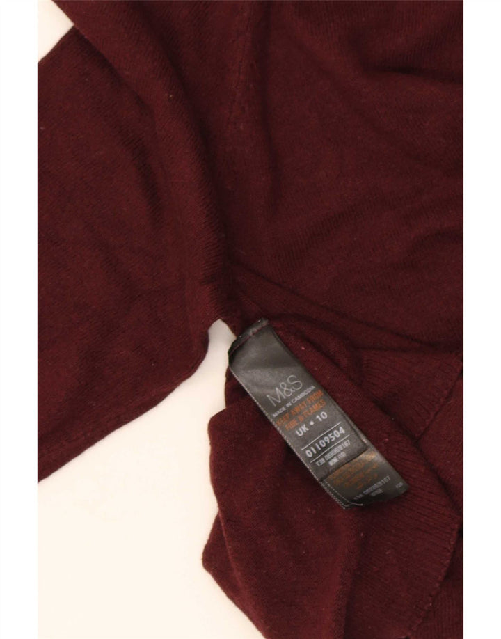Marks & Spencer Womens Roll Neck Jumper Sweater UK 10 Small Burgundy