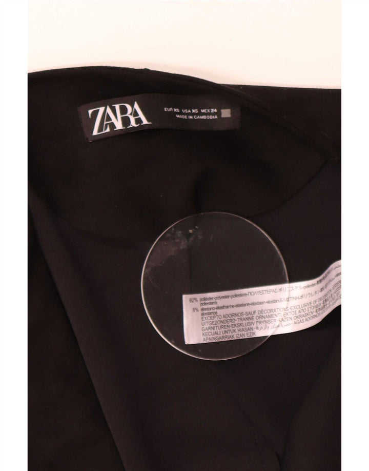 Zara Womens Oversized 3/4 Sleeve Open Overcoat UK 6 XS Black Striped