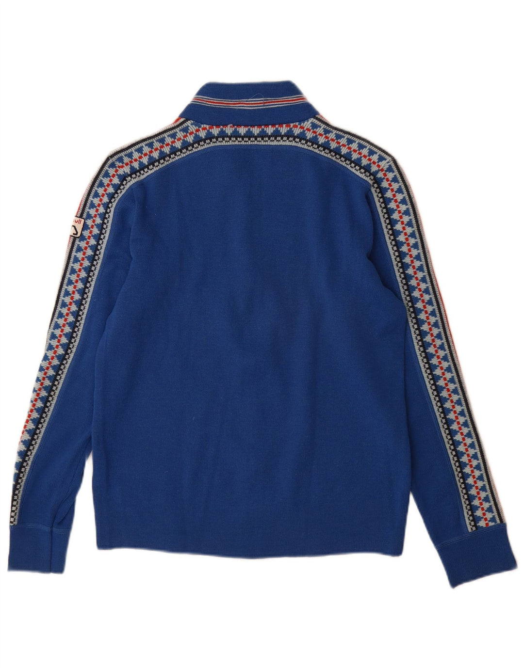 Dolomiten Mens Cardigan Sweater IT 50 Medium Blue Geometric Wool