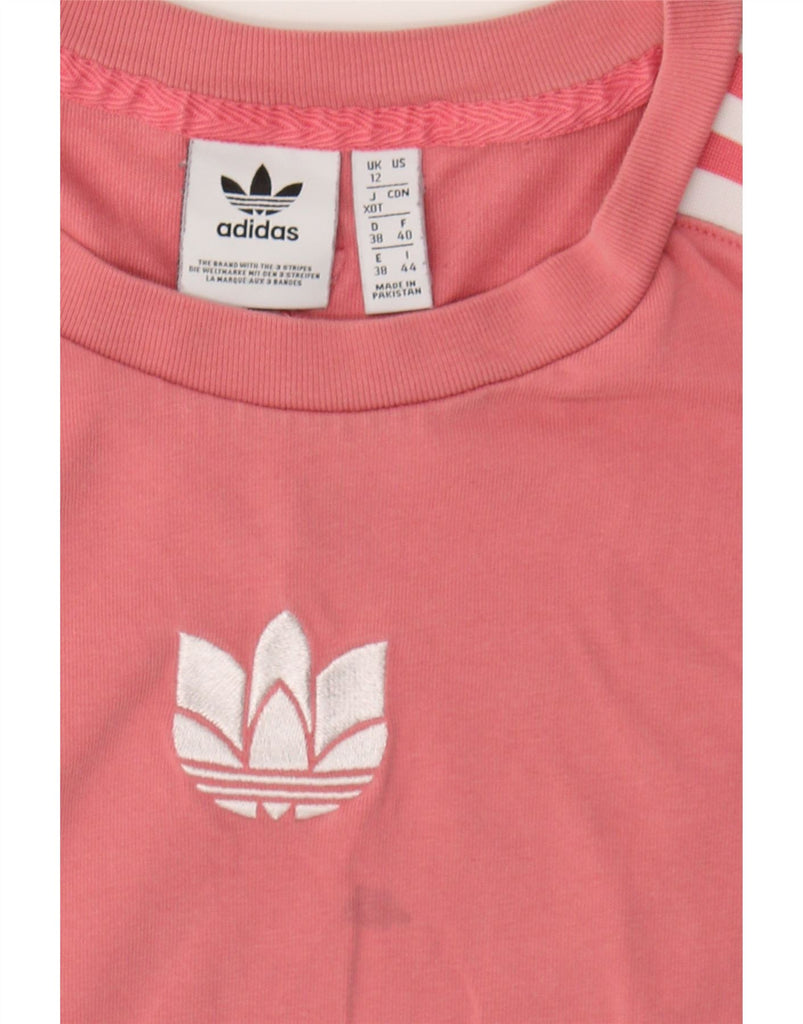 ADIDAS Womens Graphic T-Shirt Top UK 12 Medium Pink Cotton Vintage Adidas and Second-Hand Adidas from Messina Hembry 