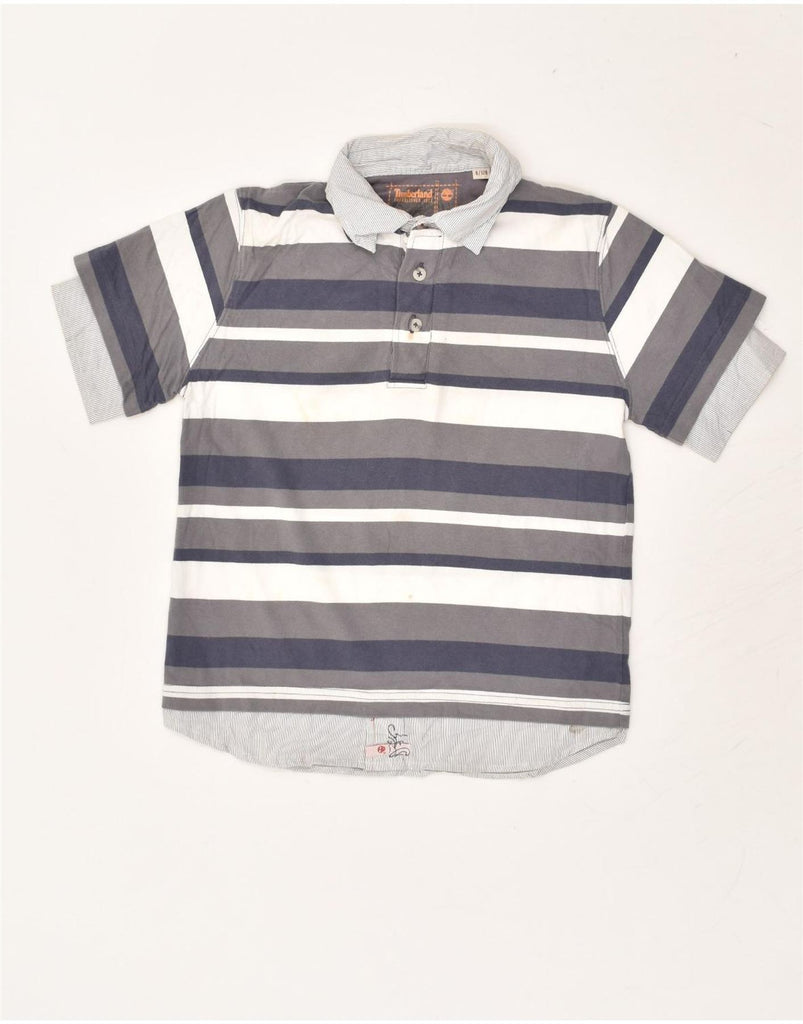 TIMBERLAND Boys Polo Shirt 7-8 Years Grey Striped Cotton | Vintage Timberland | Thrift | Second-Hand Timberland | Used Clothing | Messina Hembry 