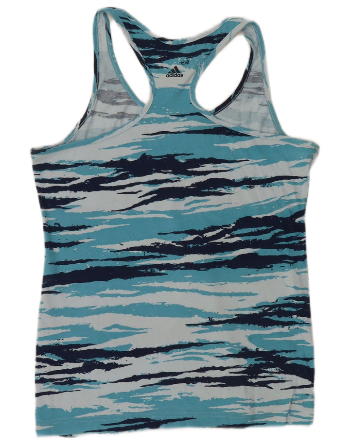 ADIDAS Womens Climalite Graphic Vest Top UK 12/14 Medium Blue Camouflage