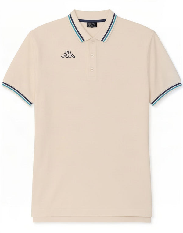Kappa Mens Polo Shirt 2XL White Striped Cotton