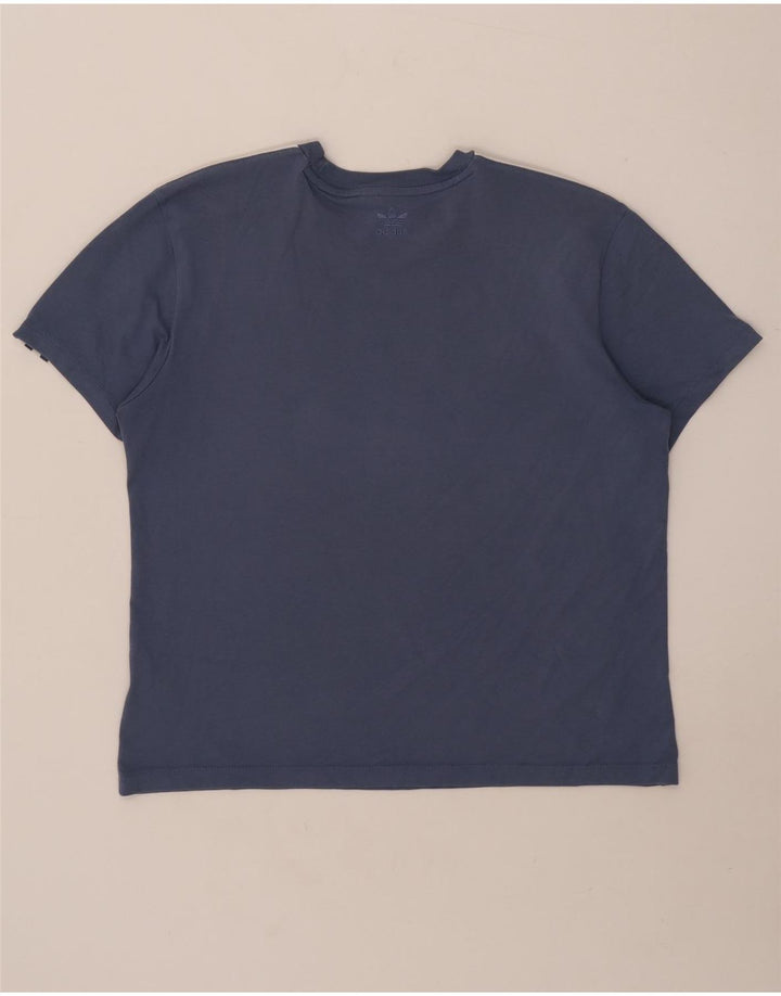 Adidas Womens T-Shirt Top UK 12 Medium Blue Cotton