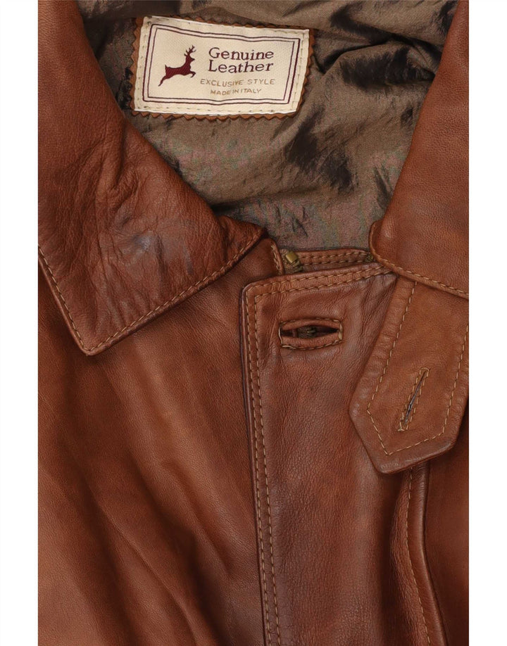 Vintage Mens Leather Jacket UK 42 XL Brown Leather
