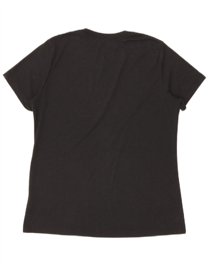 Nike Womens Dri Fit Graphic T-Shirt Top UK 14 Medium Black Polyester