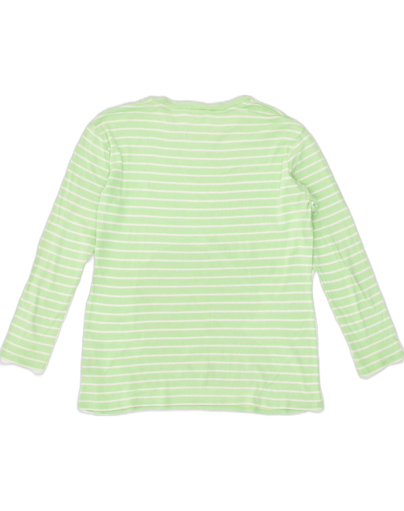 RALPH LAUREN Womens Top Long Sleeve UK 12 Medium Green Striped Cotton | Vintage Ralph Lauren | Thrift | Second-Hand Ralph Lauren | Used Clothing | Messina Hembry 