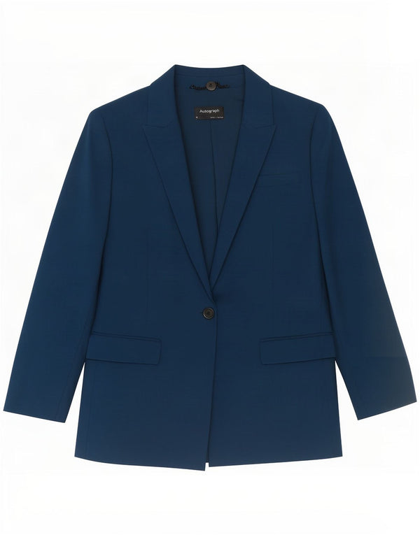 Marks & Spencer Womens Autograph 1 Button Blazer Jacket UK 12 Medium Blue