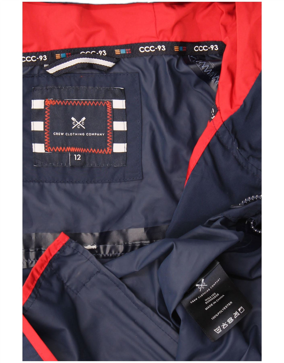 Crew Clothing Womens Graphic Rain Jacket UK 12 Medium Navy Blue Colourblock