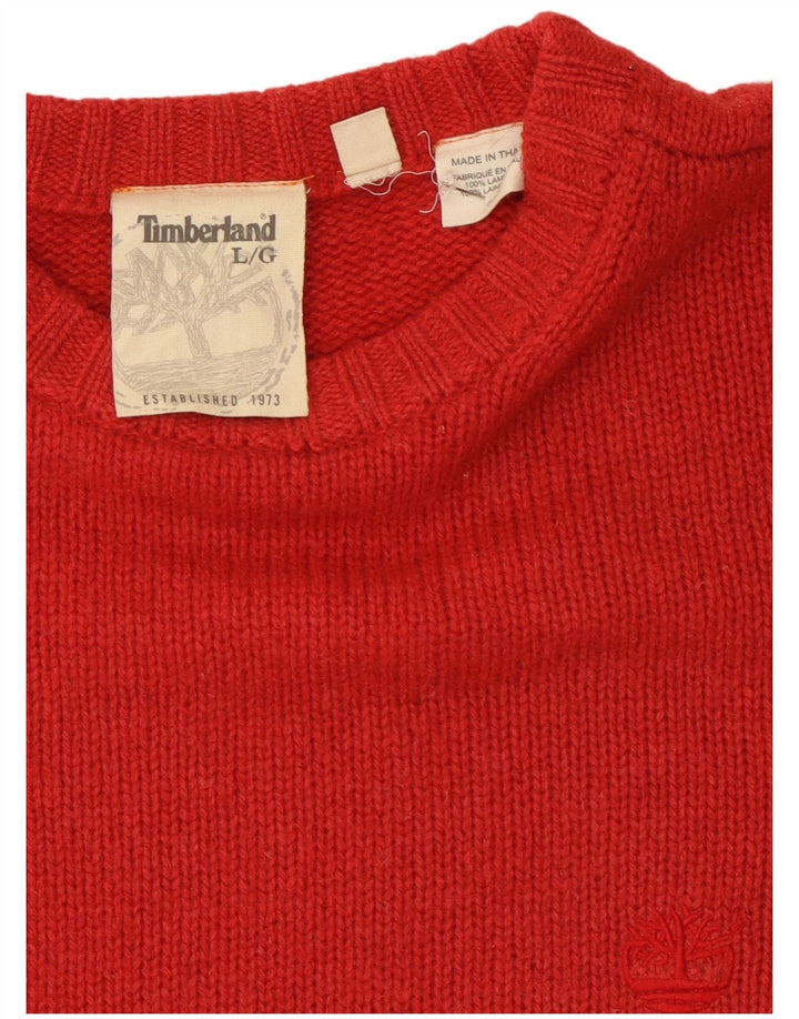 Timberland Mens Crew Neck Jumper Sweater Large Red Wool