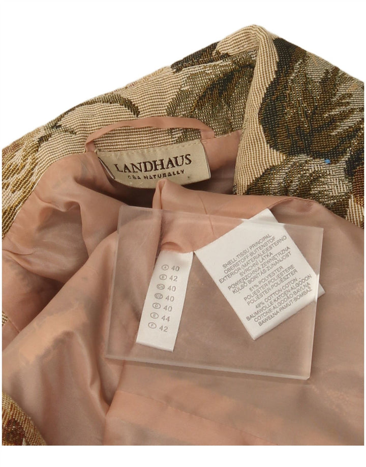 Landhaus Womens Full Zip Blazer Jacket EU 40 Medium Beige Floral Polyester