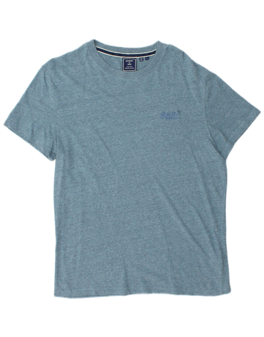 Superdry Mens T-Shirt Top Large Blue Flecked Cotton
