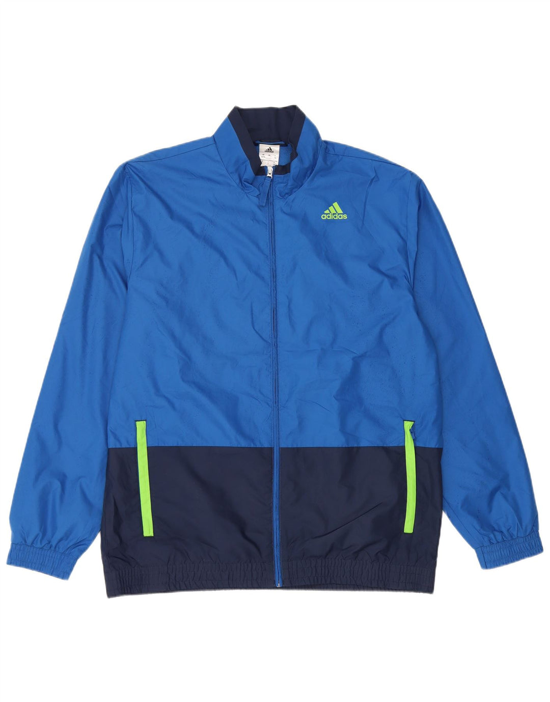 Adidas Mens Tracksuit Top Jacket UK 42/44 Large Blue Colourblock Polyester