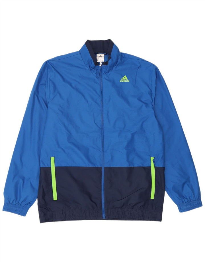 Adidas Mens Tracksuit Top Jacket UK 42/44 Large Blue Colourblock Polyester