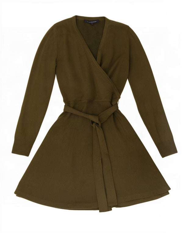 French Connection Womens Long Sleeve Jumper Dress UK 12 Medium Khaki